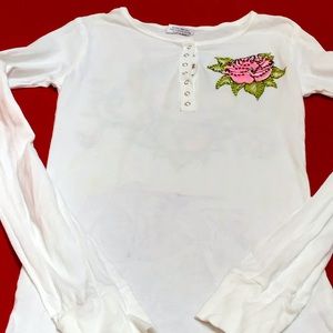 Vintage Ankh Royalty long sleeve rose embellished tee shirt